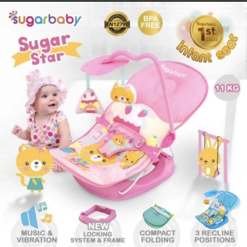 Sugar Baby Infant Seat / (Sugarbaby Kursi Getar + Musik + Mainan)