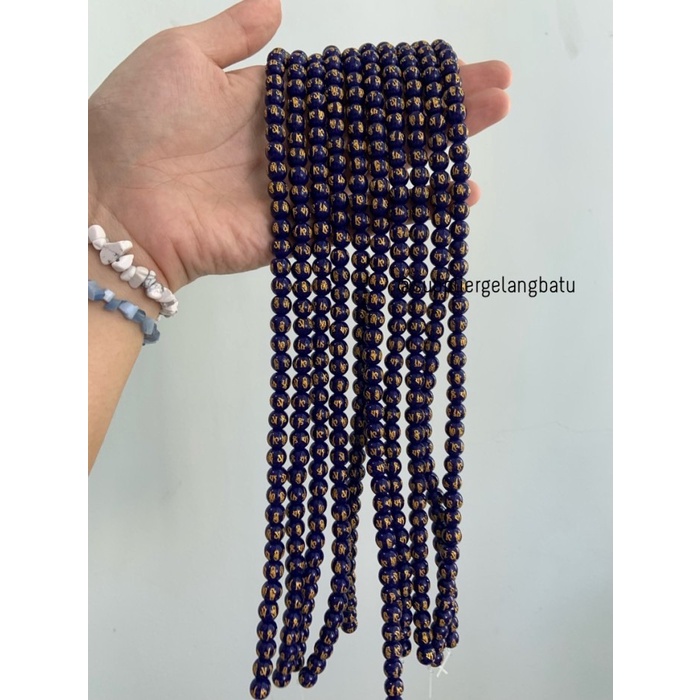 Batu Tibet BIRU TUA DOFF 8mm Mantra Beads Oak Guru om mani Padme Hum