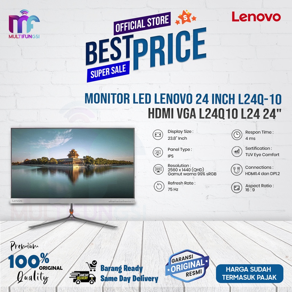 Monitor LED Lenovo 24 inch L24q-10 HDMI VGA L24q10 L24 24&quot;