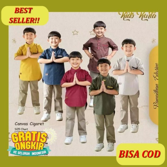 (Bisa Cod) Setelan Baju Koko Anak Laki Laki Adam Set Pakaian Muslim Anak Cowok Usia 1 2 3 4 Tahun Se