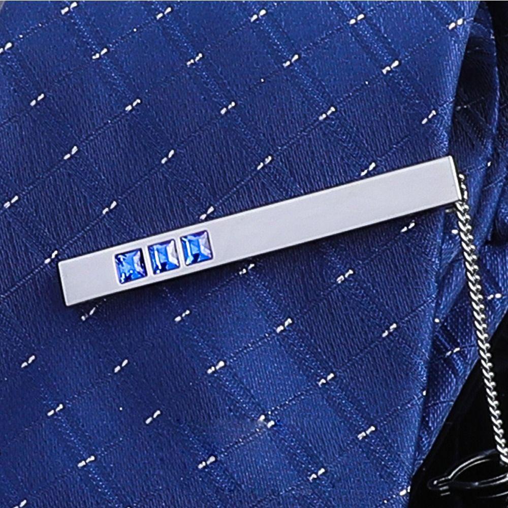 Agustina Pria Kerah Klip Trendi Elegan Fashion Perhiasan Pakaian Non- Cedera Mencegah Paparan Rumbai Bermutu Tinggi Kristal Dasi Klip