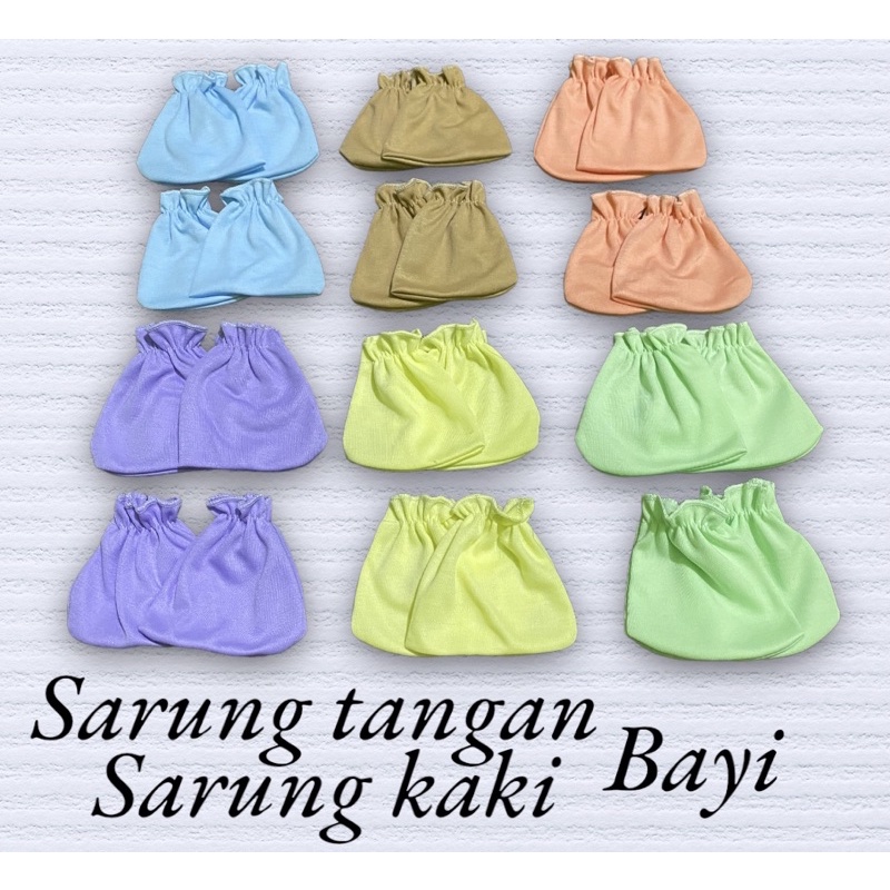 sarung tangan &amp; sarung kaki bayi polos ( 3 &amp; 6 set )lembut dan tebal