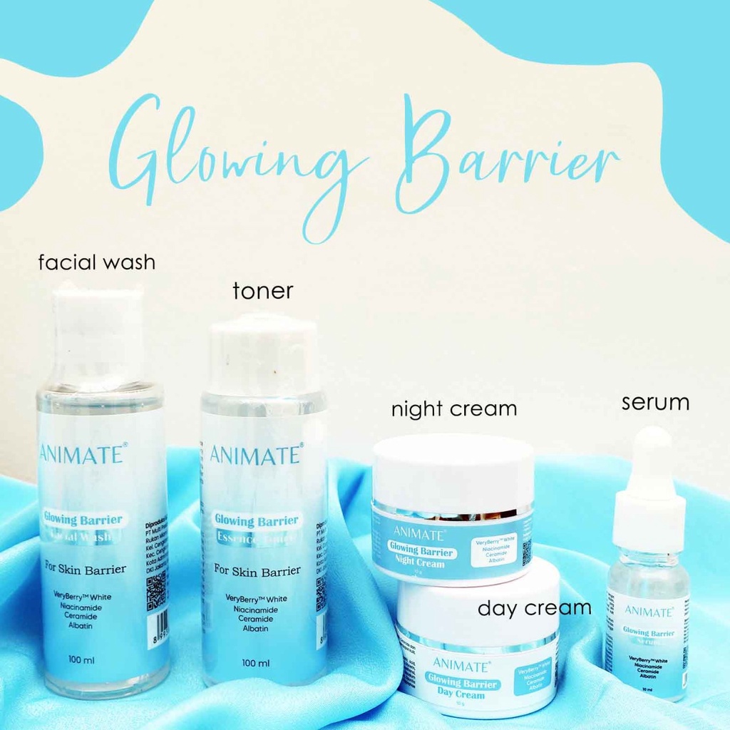 Animate Glowing Barrier Skin Repair Series 5in1 Free Emas Mencerahkan Wajah Paket Skincare Animate Paket Glowing Krim Pemutih Wajah BPOM