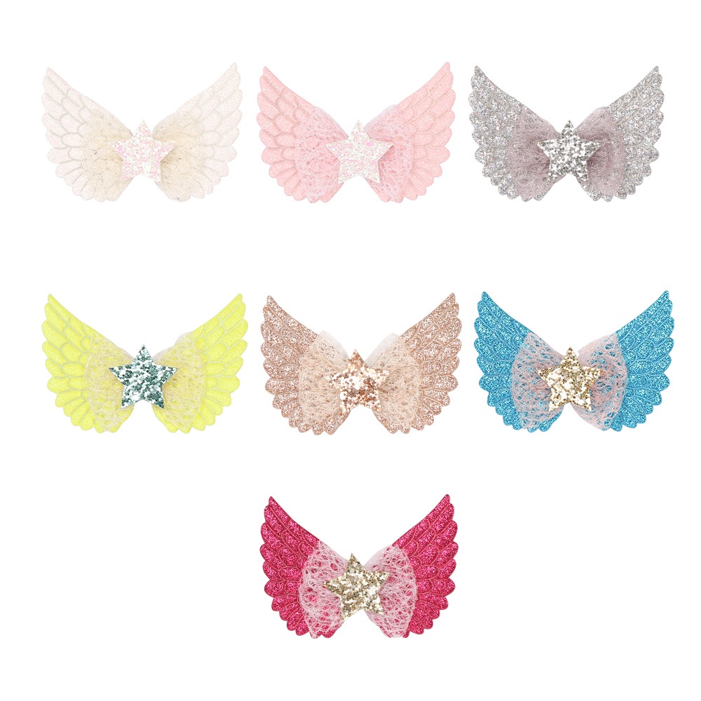 FAIRY ANTIQUE ANGEL WING GIRL KIDS BOW HAIR CLIP GLITTER COLOR PRINCESS RIBBON PIN SAYAP WINGS AKSESORIS RAMBUT ANAK BUTTERFLY KUPU-KUPU KUPU KOREA KOREAN STYLE