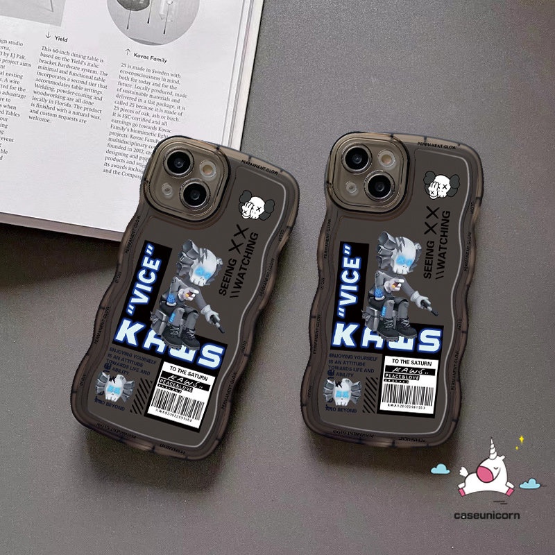 Casing Untuk Samsung A14 A50 A04 A04s A12 A13 A23 A50s A31 A03s A04E A32 A21s A53 A52 A22 A52s A11 A33 A02s A30s A20 A51 M32 Beruang Keras Trendy Kaws Soft Tpu Wavy Edge Case