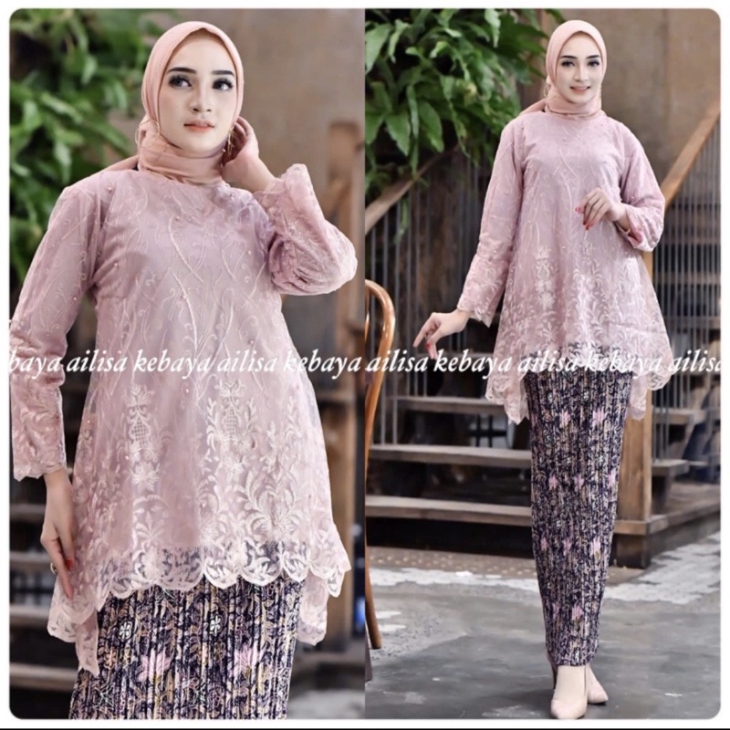 TUNIK BROKAT TILE PREMIOUM TERBARU/Modern seragaman pesta/kebaya best seller by dvn style