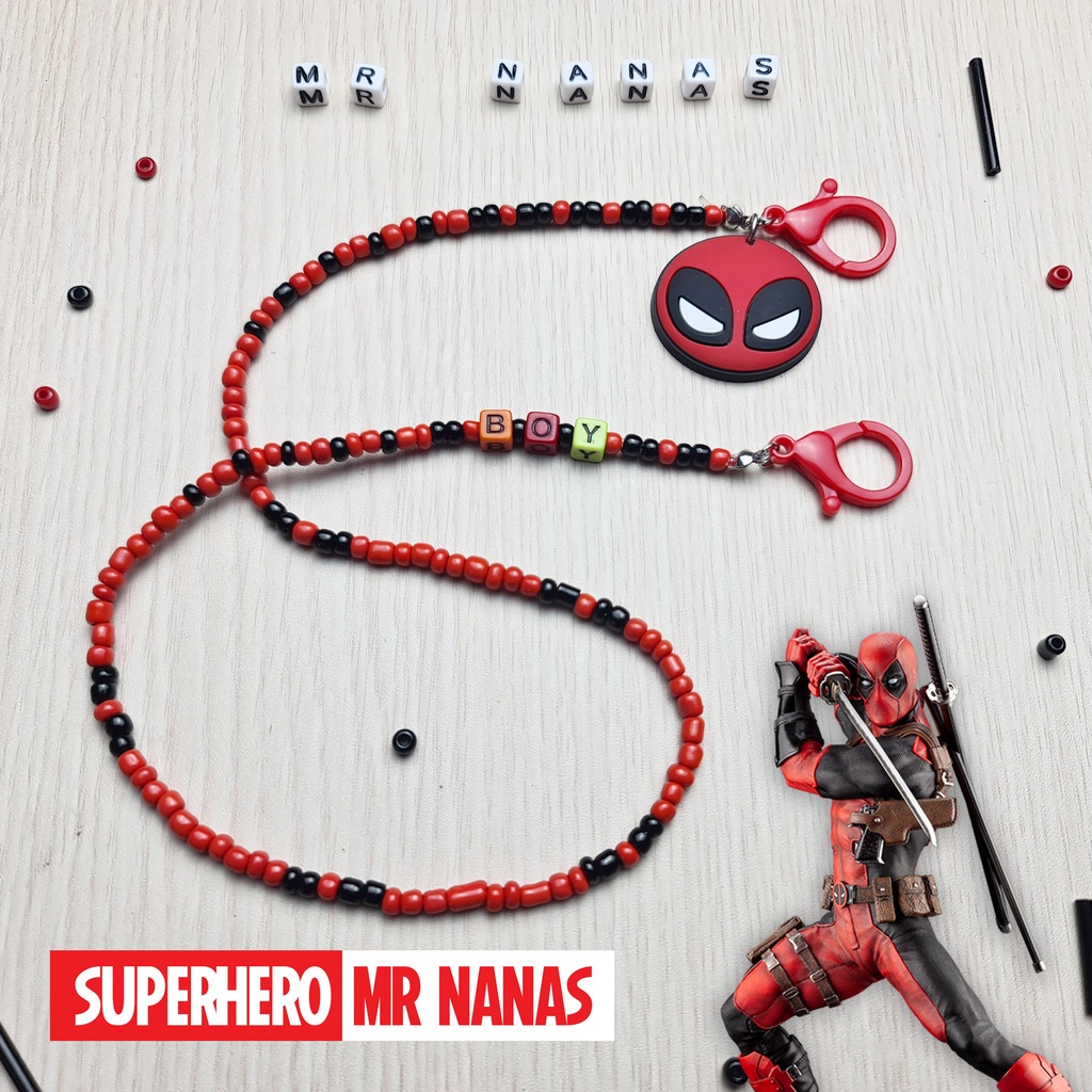 Strap Masker Superhero Anak Laki-laki FREE NAMA Gantungan Kalung Masker Anak Motif Pahlawan