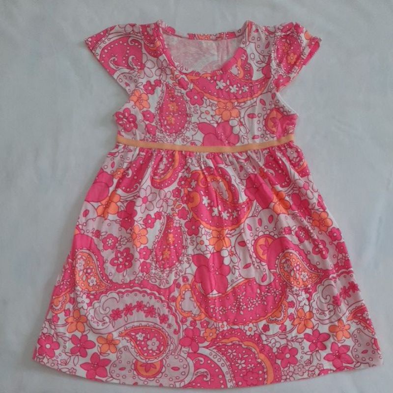 PRELOVED DRESS ANAK PINK ORANGE FLOWER