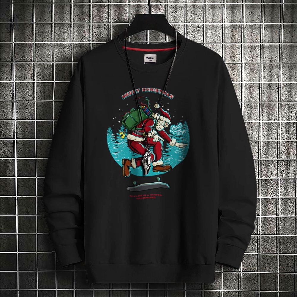 HIPNOP  Sweater SANTA SKATE Sweater Outerwear Pria CrewNeck Unisex