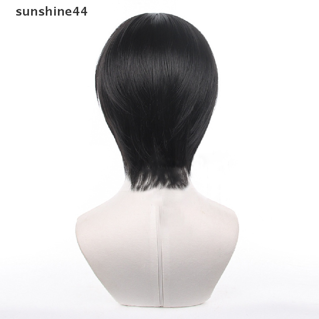 Sunshine Anime Chain Man Yoshida Hirofumi Cosplay Wig Pendek Hitam Tahan Panas Sintetis Wig Pesta Halloween.