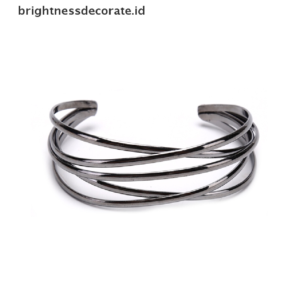 [Birth] Grosir Gelang Vintage Punk Multilayer Geometri Hollow Open Cuff Bangle [ID]