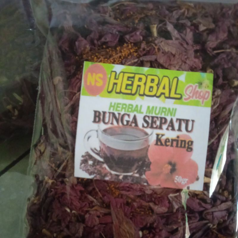 

BUNGA SEPATU MERAH KERING MURNI 50Gram