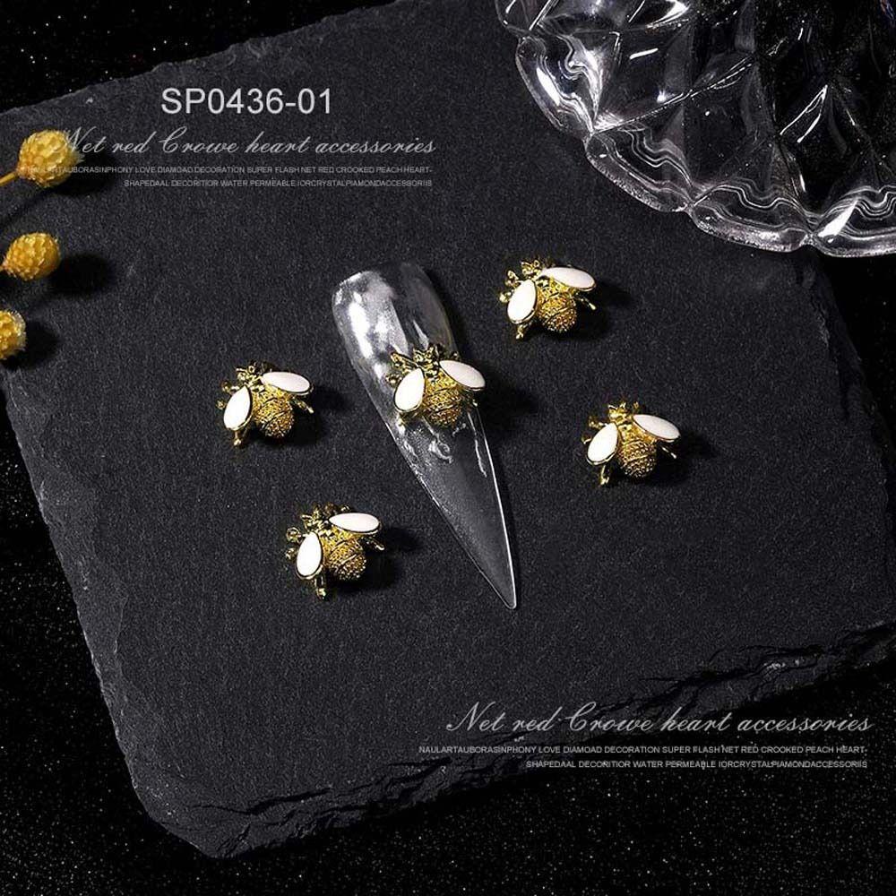 AUGUSTINA Agustina Punk Dekorasi Kuku Wanita Manicure Aksesoris Serangga Logam Hiasan Kuku 3D Nail Jewelry