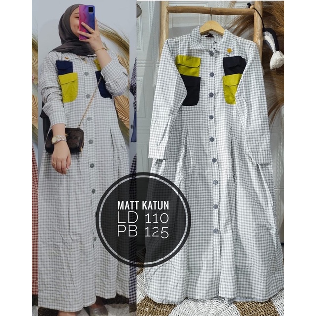 GAMIS WANITA KEKINIAN FULL KANCING KATUN POCKET TERBARU