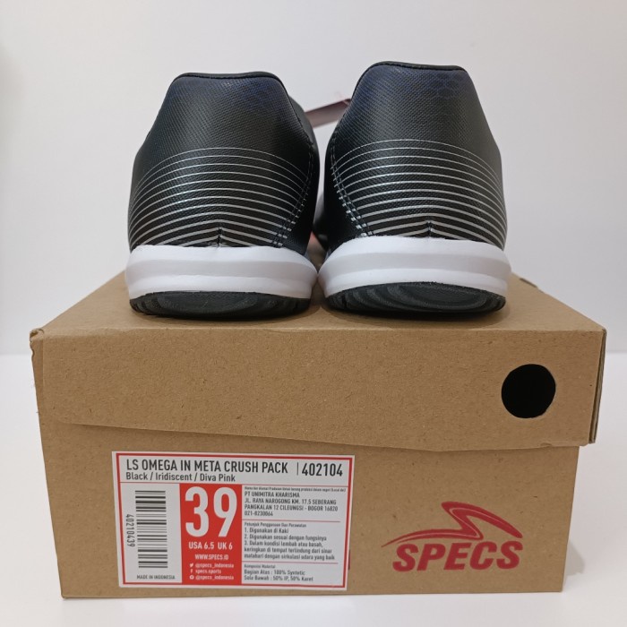 SEPATU FUTSAL SPECS ORIGINAL LS OMEGA IN META CRUSH PACK BLACK 402104