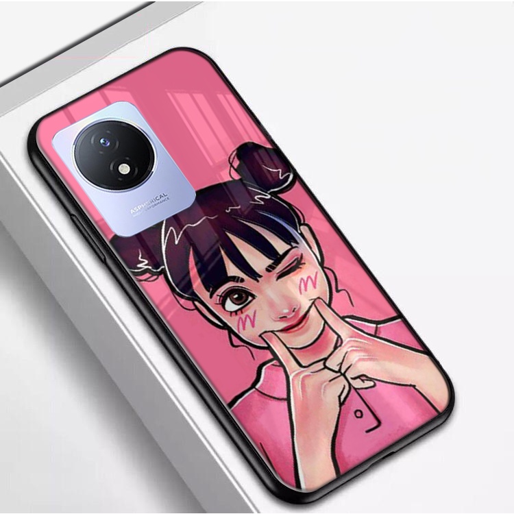 (Q10) Softcase Vivo Y02 - Softcase Kaca Vivo Y02 - Case Aesthetic Vivo Y02 - Case keren Vivo Y02 - C