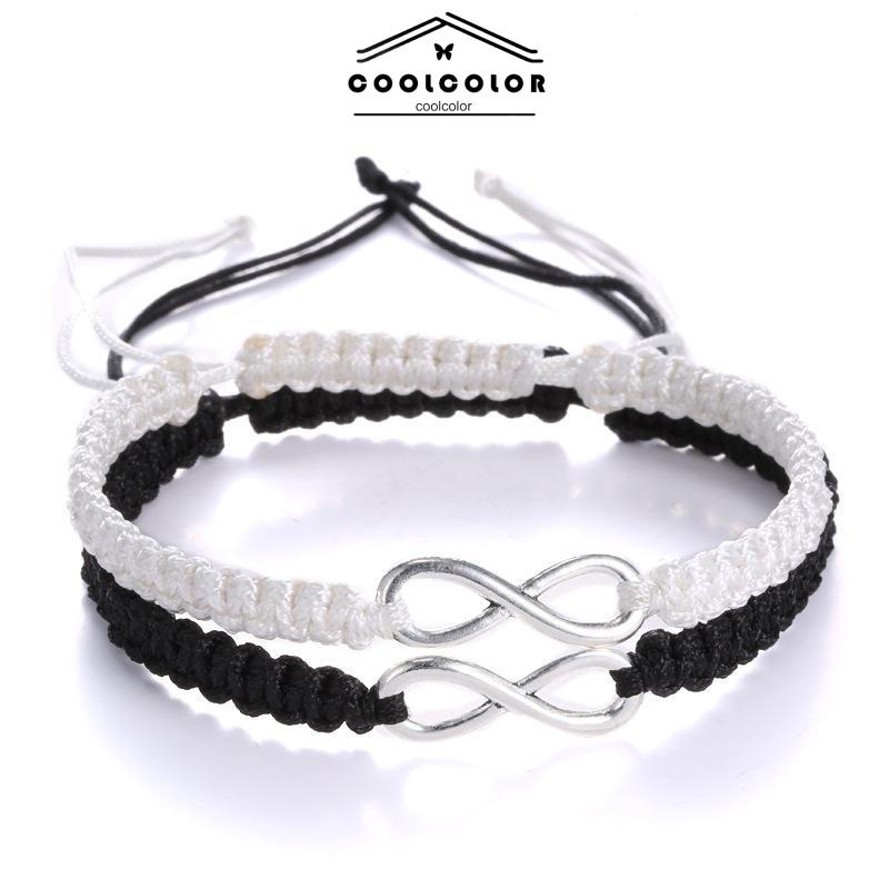COD❤️Gelang pasangan Paduan sederhana 8 karakter cinta tak terbatas dikepang gelang yang dapat disesuaikan- cl