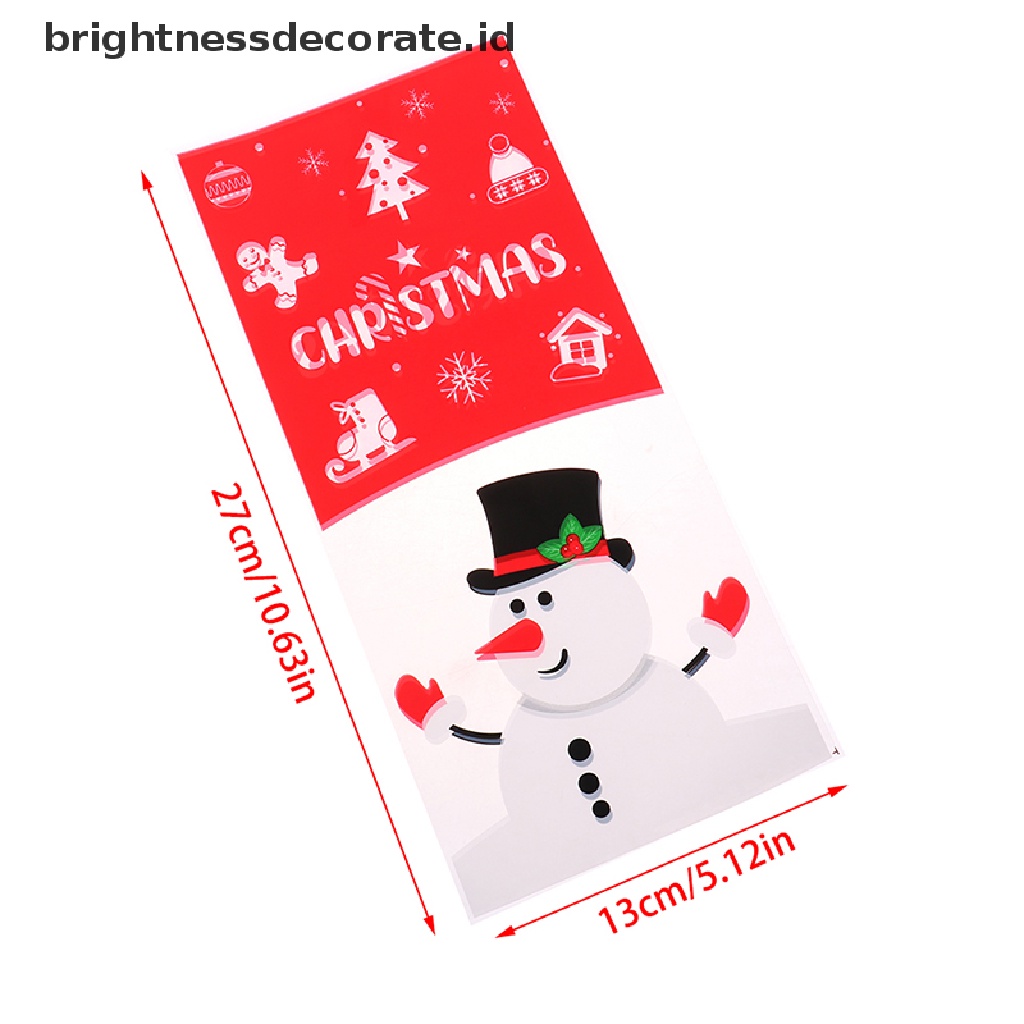 [Birth] 50pcs Merry Christmas Plastic Candy Bag Dengan Kantong Kemasan Kado Pita [ID]