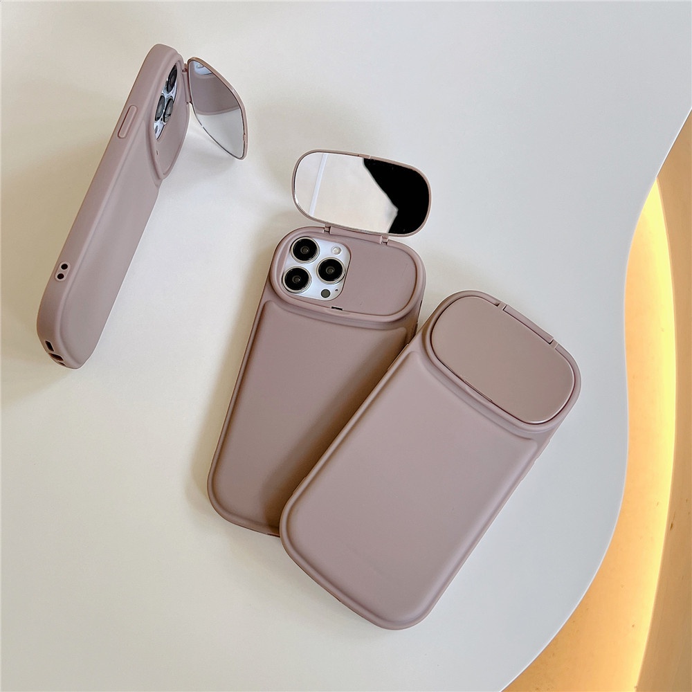 Casing Ponsel Cermin Makeup Untuk iPhone 14 Pro 13 12 11 14 Pro Max Casing Pelindung Kamera XR XS Max X Soft Silicone Cover