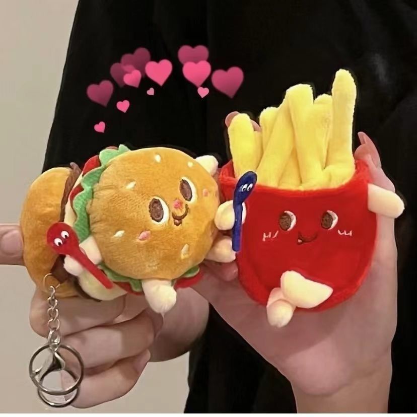 SearLucu Kreatif Kentang Goreng Hamburger Ornamen Ransel Beberapa Plush Liontin Gadis Jantung Mobi00