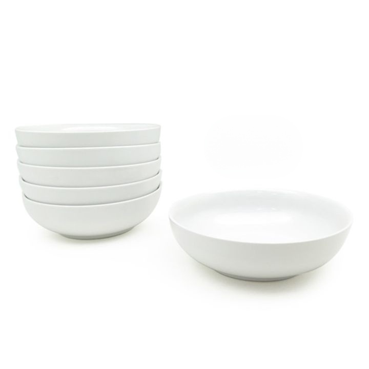 Mangkok Cereal Uk 17 cm l Putih Polos | Mangkuk Ceper Jumbo Keramik | Isi 6 pcs | Laku 