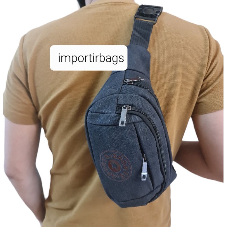 Importirbags !!! Tas pinggang pria / waistbag / weistbag waist bag selempang sling bag kanvas importirbags
