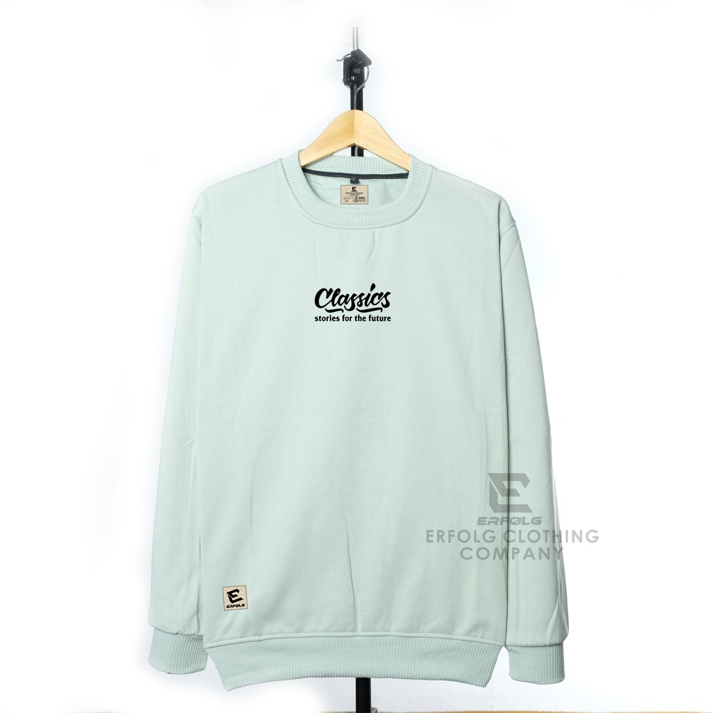 Sweater Crewneck Pria White Cotton Premium Switer Jumbo Oblong Brand Lokal Original Erfolg Clothing Sweater Bigsize Motif Classic Casual Sweatshirt Korean Style Wanita Crunek Cowok Cream Sablon Bahan Tebal Cardigan Oversize Murah Bandung Quality