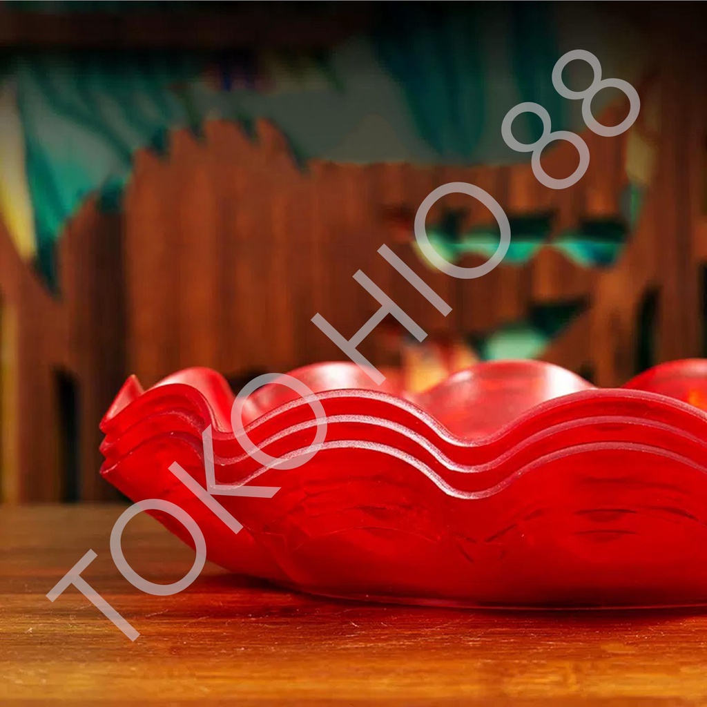 Piring Sembahyang Merah Plastik Tempat Buah Bahan Acrylic Bagus Awet