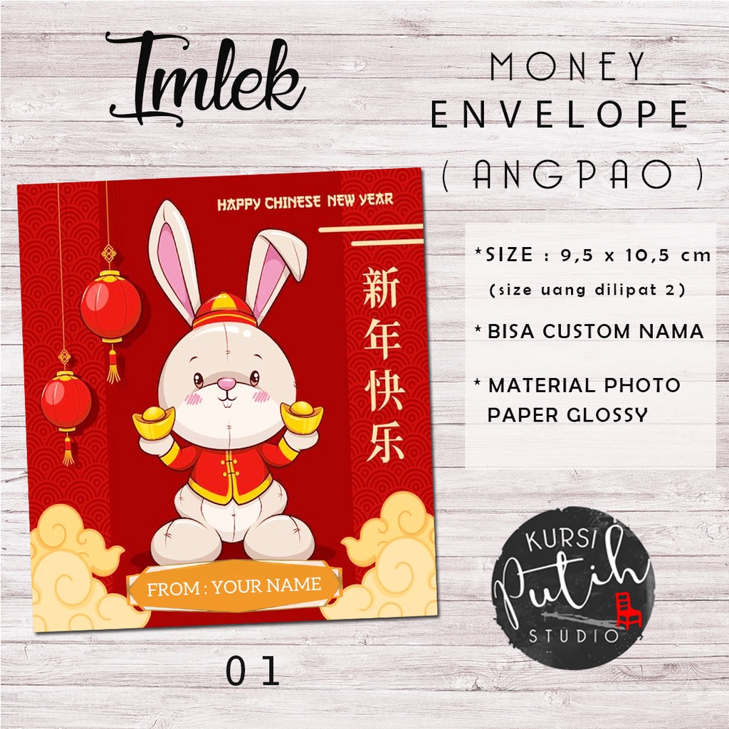 

amplop angpao tema imlek chinese new year 2023 kelinci rabbit bunny