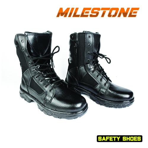 Sepatu PDL Kulit Pria Militer Bahan Kulit Asli Ada Besi Diujung Sudah Dijahit Memutar PDLG SAFETY