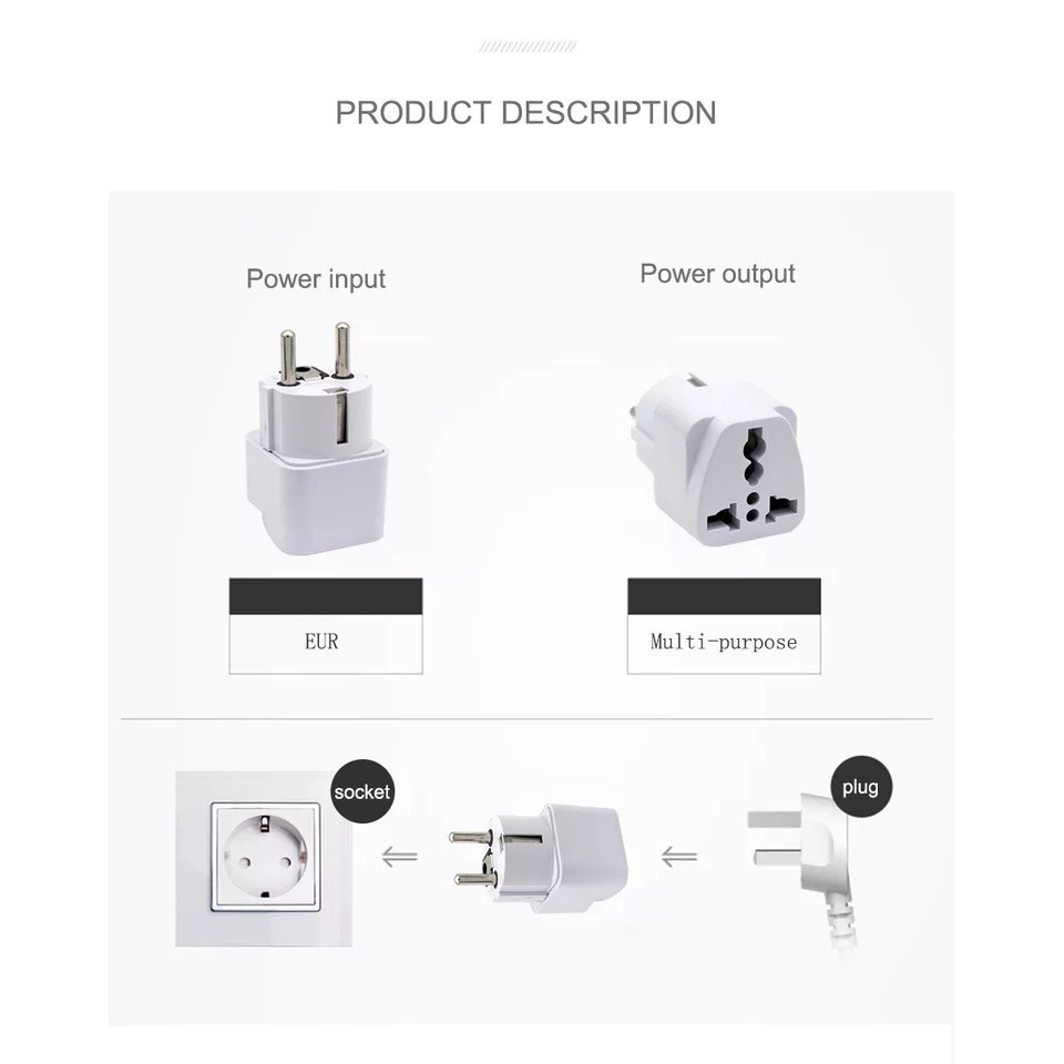 Universal Travel Adaptor 3 Kaki ke 2 Kaki / Over Staker / Colokan Universal