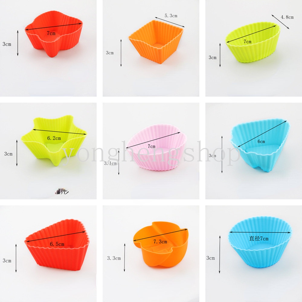 1 Pc Cetakan Cupcake Muffin Bentuk Persegi Panjang Hati Bahan Silikon Reusable Untuk Dapur