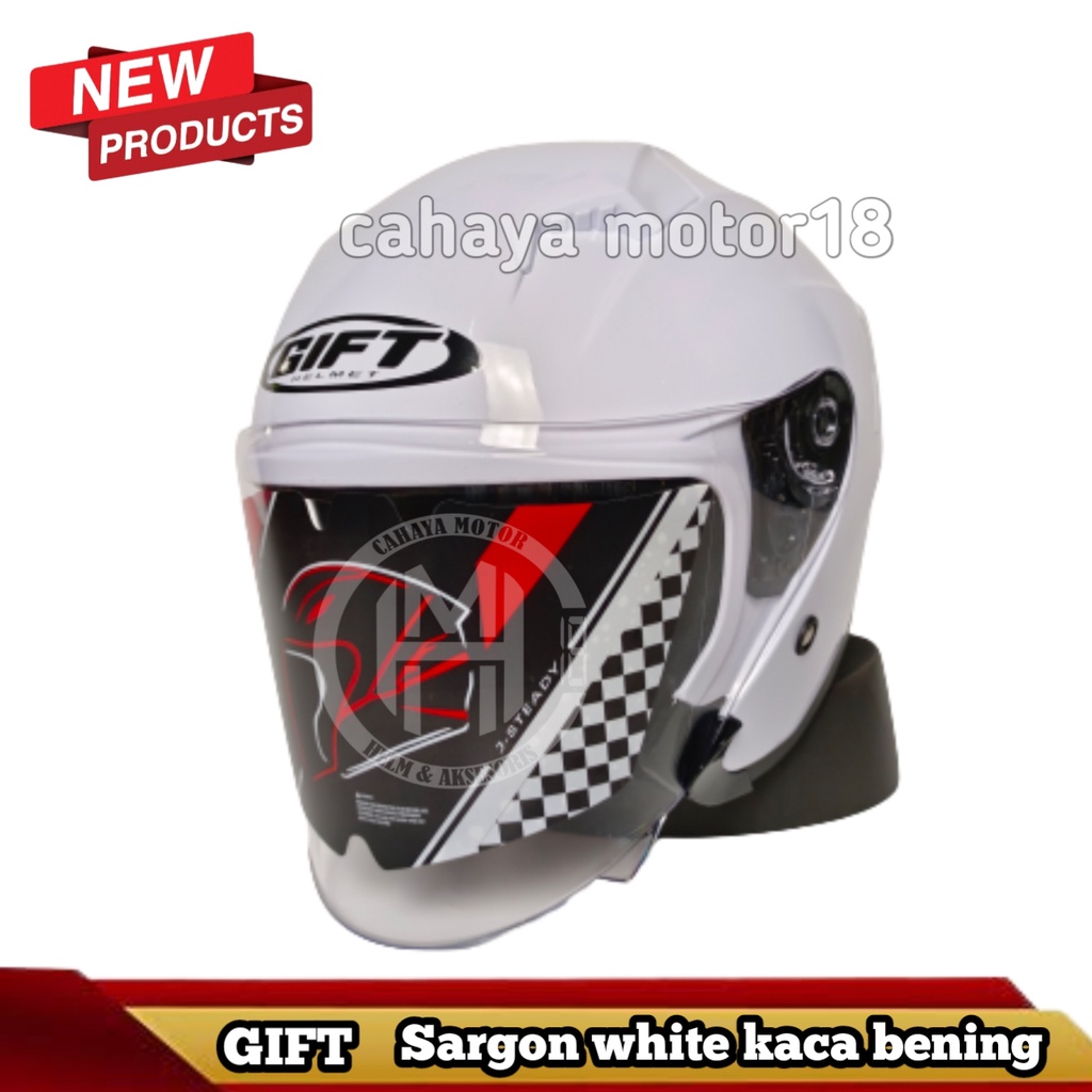 HELM GIFT SARGON SOLID WHITE|PUTIH HALF FACE model njs kairoz