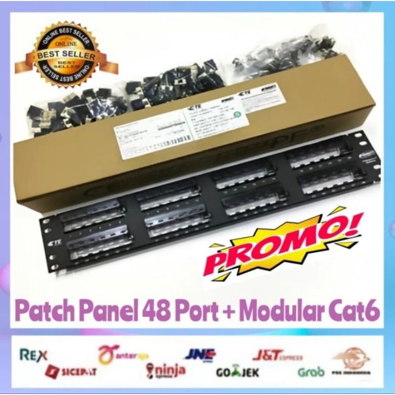 Patch Panel Cat6 48 Port + Modular Cat6 Comscope /AMP Cat 6