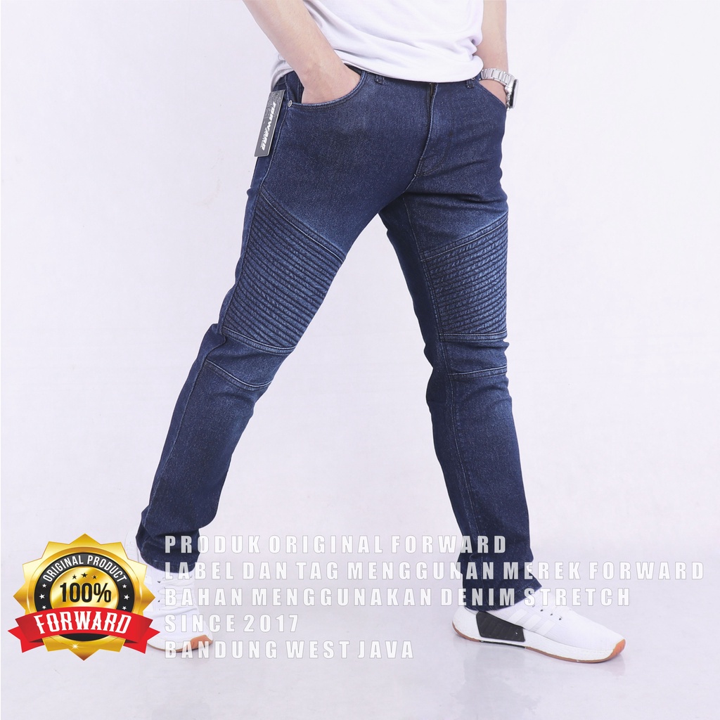 FORWARD System Celana Jeans Bikers Pria Skinny Jeans Panjang Bikers Rider Ripped - Celana Jeans Pria Sobek Lutut Ripped - Jeans Celana Panjang Hitam Pria Street - Celana Bikes Snow - Celana Snow Pria FRWD