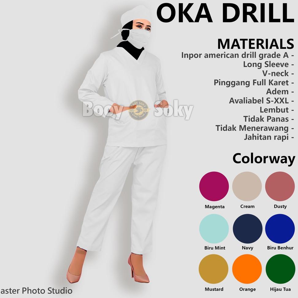 "BIR.09Ja23м" BAJU JAGA PERAWAT OK MEDIS LENGAN PANJANG WANITA PRIA SERAGAM OKA SCRUB MEDICAL AMERIC