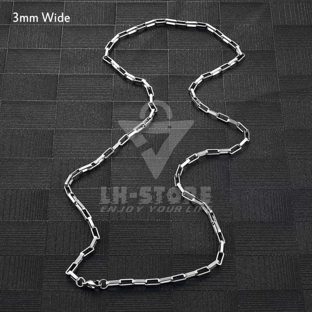 Kalung Titanium Pria/Wanita Berlapis Perak Rantai Persegi Gaya Korea Jungkook Hip-Hop Choker Terbaru Anti Karat Tidak Luntur