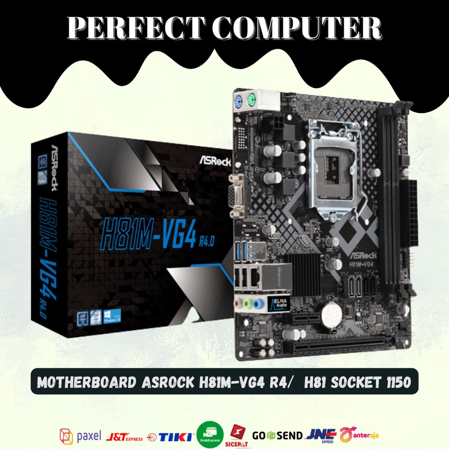 PAKETAN MOTHERBOARD H81M-VG4 ASROCK + PROC INTEL I5 4570/I74770/I34160