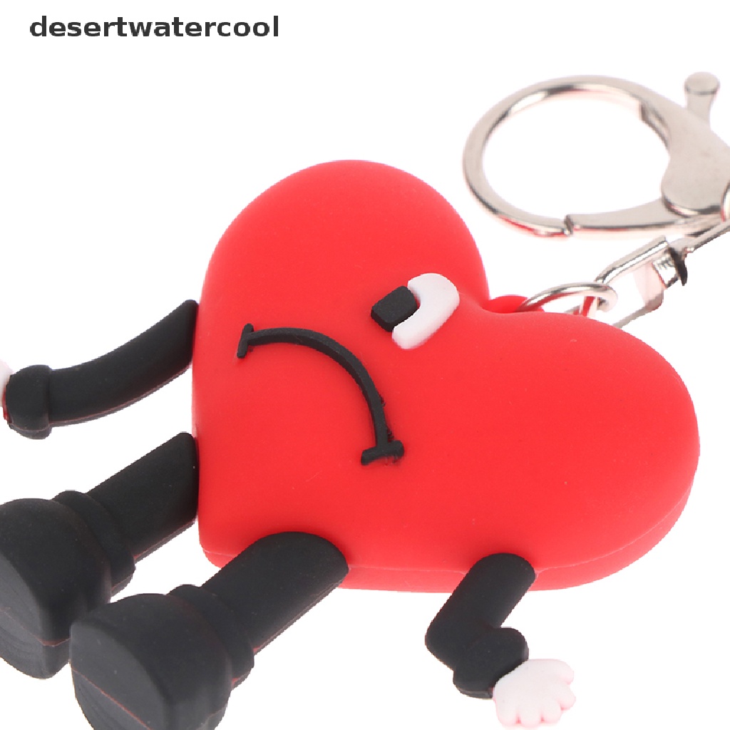 Deid 3D Bad Bunny Karet Gantungan Kunci Lucu Merah Bentuk Hati Keyring Key Chains Pendant Martijn