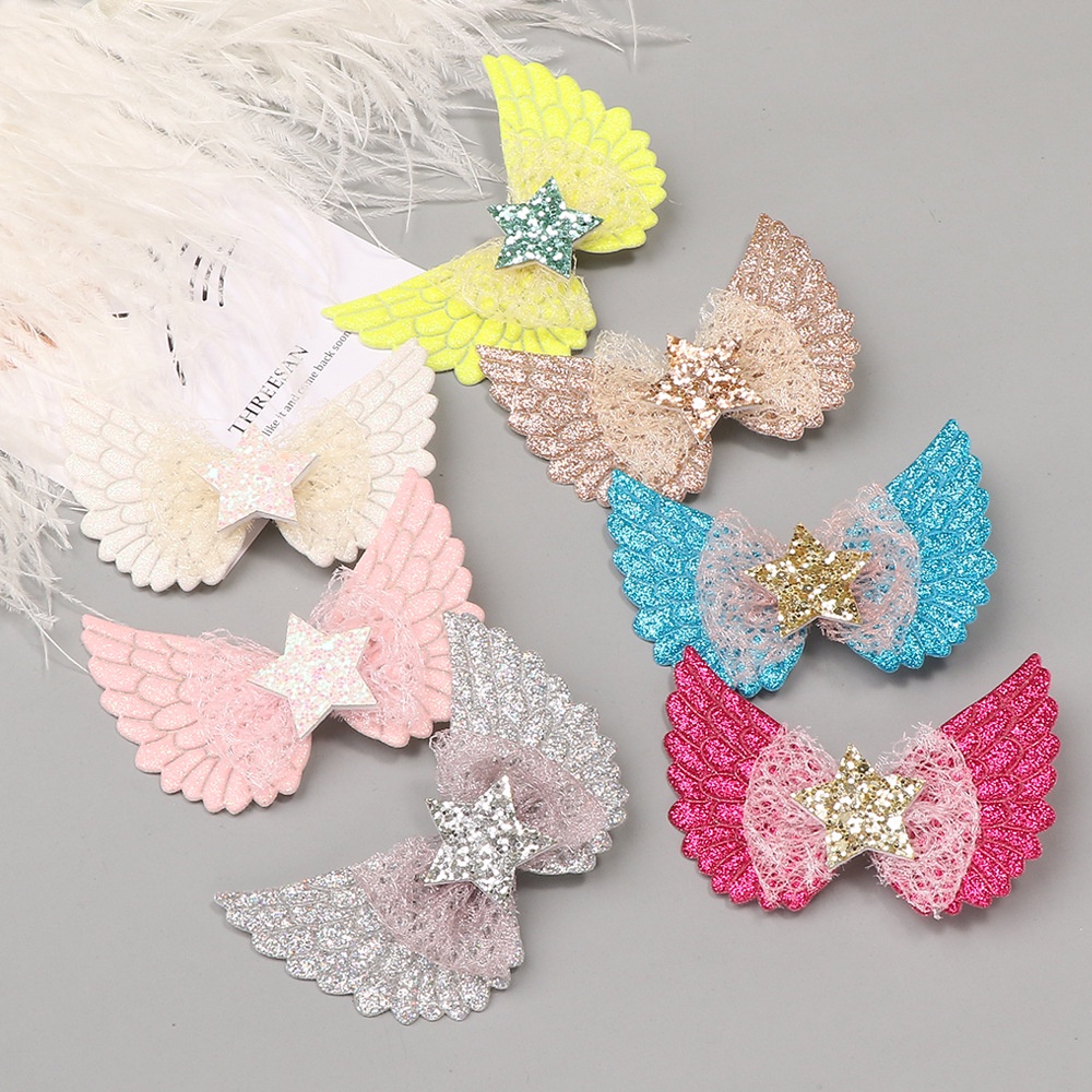 FAIRY ANTIQUE ANGEL WING GIRL KIDS BOW HAIR CLIP GLITTER COLOR PRINCESS RIBBON PIN SAYAP WINGS AKSESORIS RAMBUT ANAK BUTTERFLY KUPU-KUPU KUPU KOREA KOREAN STYLE