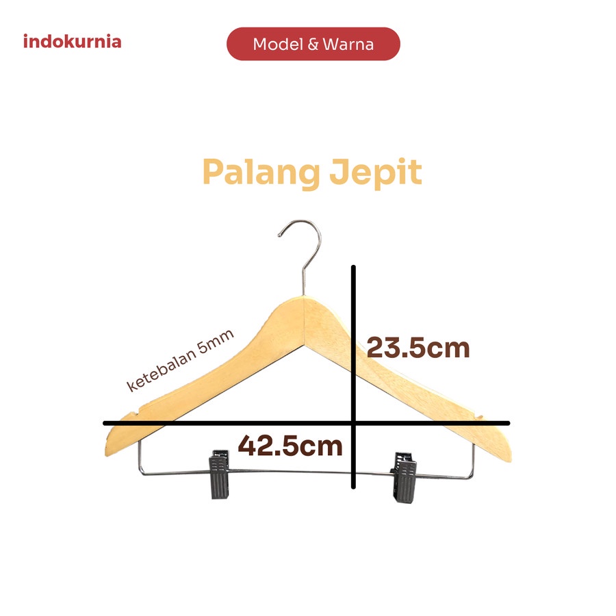 IK - GANTUNGAN PREMIUM WOOD HANGER CLIPS DEWASA JEPIT BESI PREMIUM