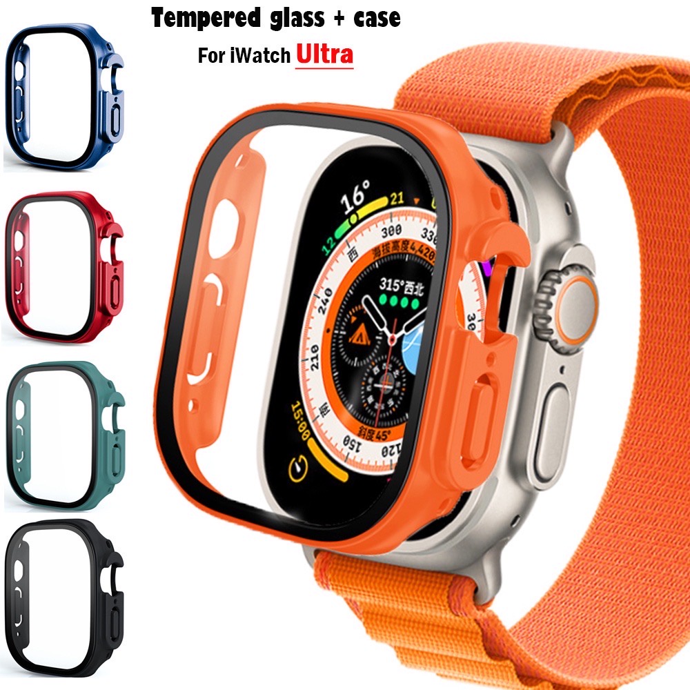 Case Tempered Glass Bumper Pelindung Layar + case Untuk Apple Watch Ultra 49mm