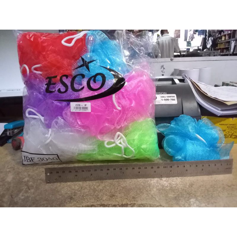 sponge mandi jaring esco 220 kain buat mandi spons spon penggosok tubuh spoon badan harga tertera pe