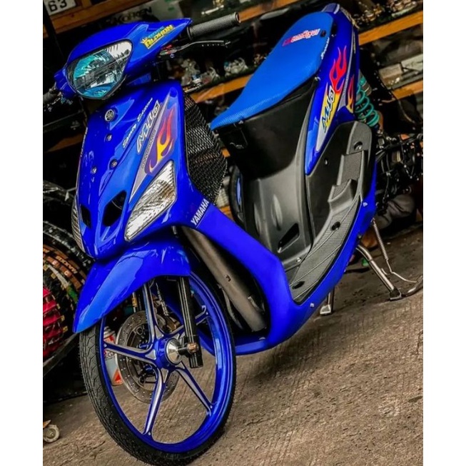 (BAYAR DI TEMPAT) striping Mio sporty 2006 biru stiker Lis ori Yamaha Mio 2006 api biru striping ori