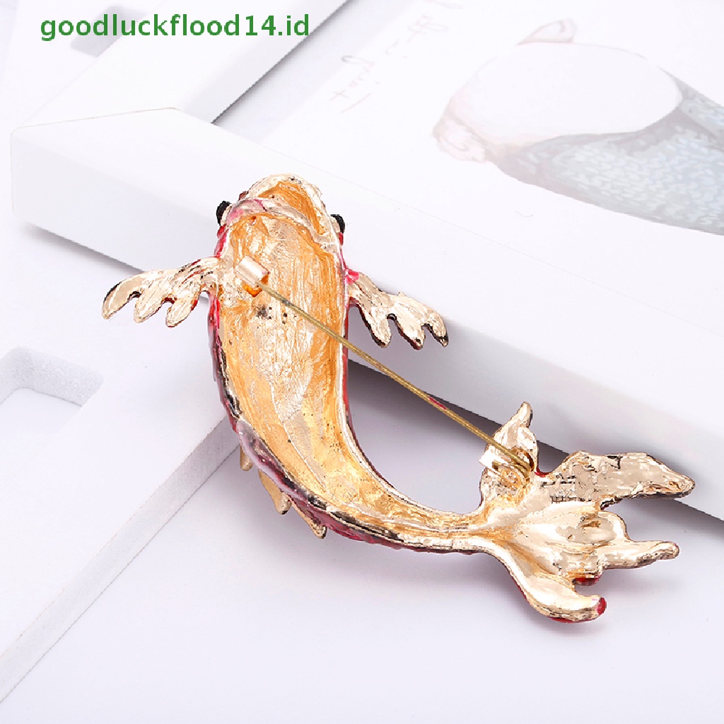 [GOOGFOUR] Enamel Ikan Kristal Hewan Lapel Collar Bros Pin Buket Hadiah Perhiasan Pesta [TOP]