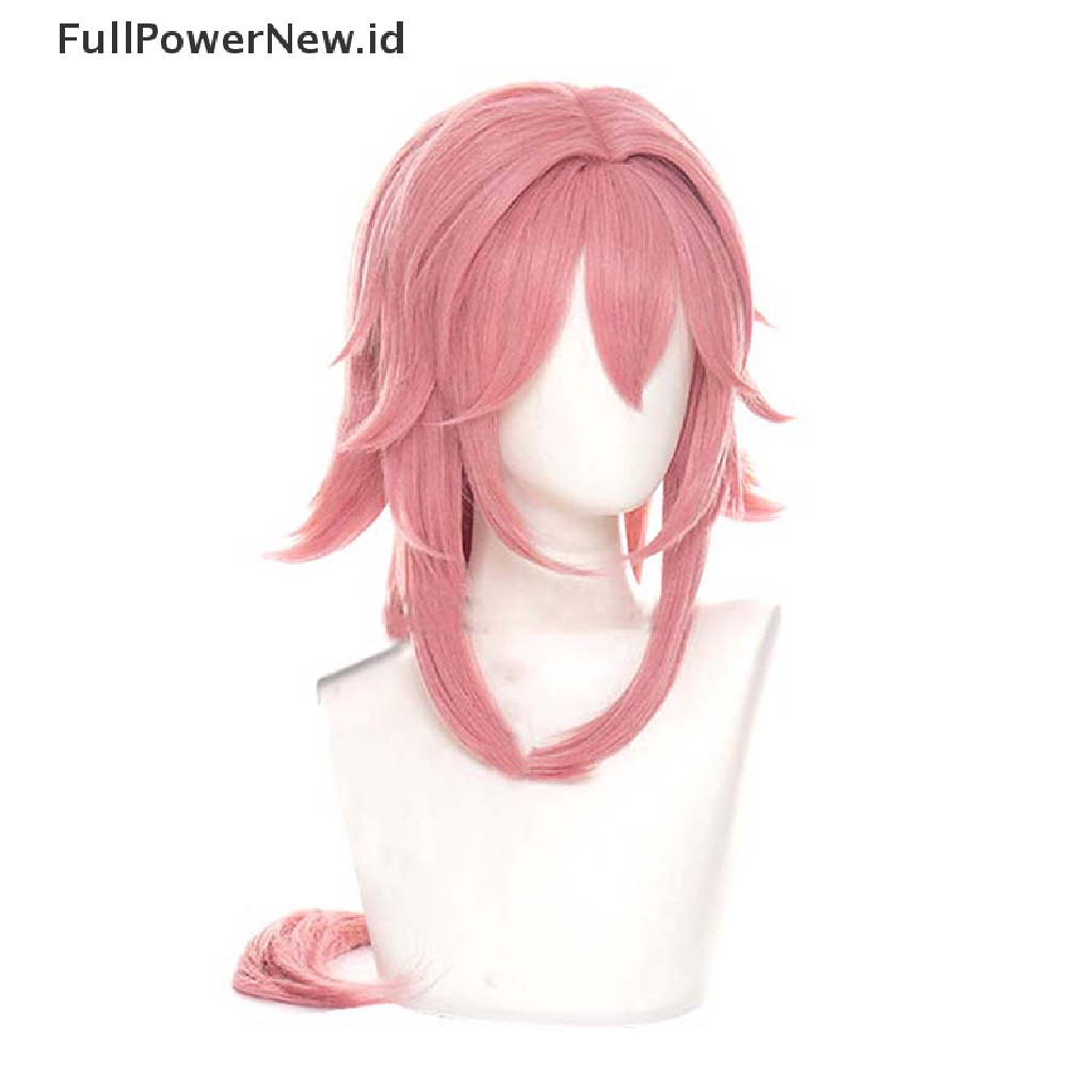 Power Genshin Impact Yae Guuji Cosplay Wig 80cm Pink Lurus Wig Rambut Tahan Panas ID