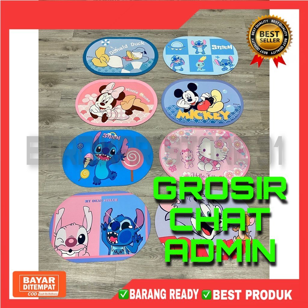 [BS] KESET OVAL DIATOMITE KARAKTER MICKEY MINNIE MOUSE TOM N JERRY LILO N STICH