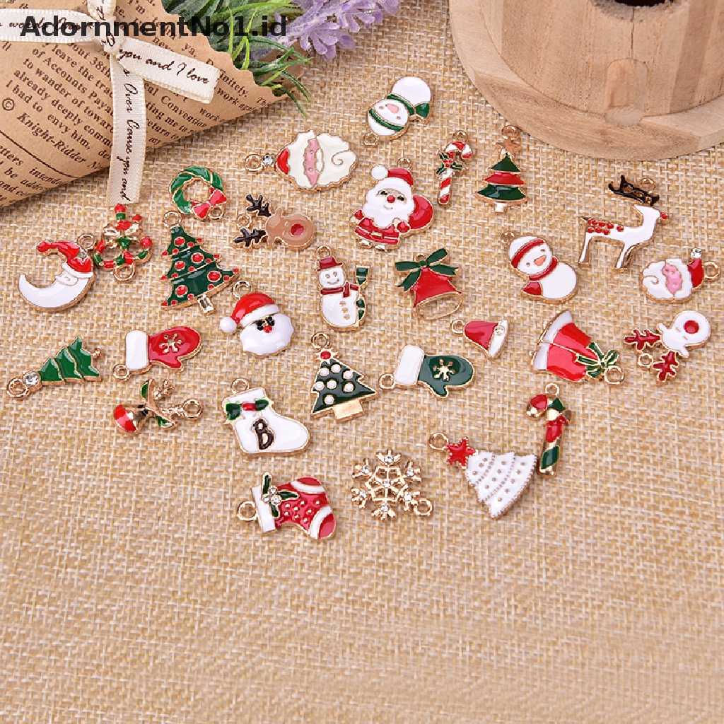 [AdornmentNo1] 30pcs/set Campuran Gaya Natal Enamel Ch Liontin DIY Mencari Perhiasan Kerajinan [ID]