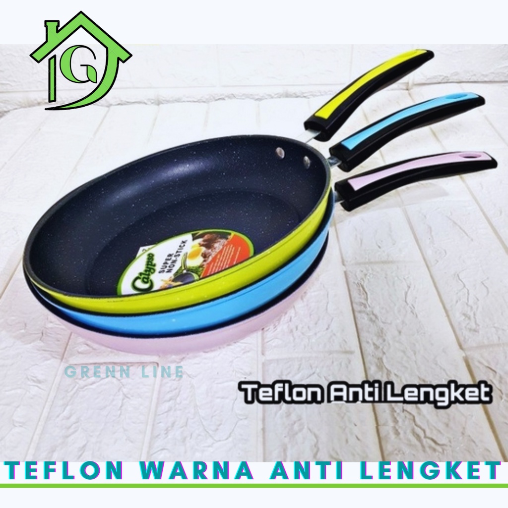 GRENNLINE Wajan / Kuali / Teflon Warna Penggorengan Serbaguna Paling MURAH Anti Lengket Murah Frypan