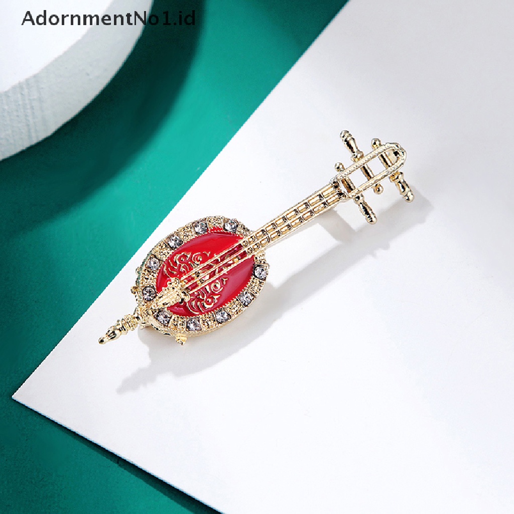 [AdornmentNo1] Fashion Violin Pipa Pin Bros Berlian Imitasi Alat Musik Brooch Pins [ID]